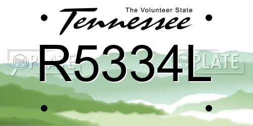 R5334L Tennessee License Plate