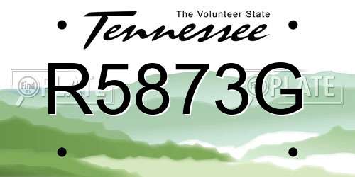 R5873G Tennessee License Plate