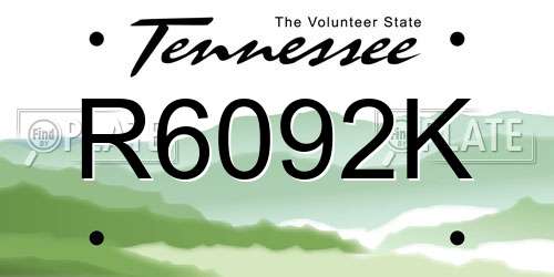 R6092K Tennessee License Plate