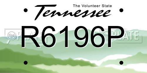 R6196P Tennessee License Plate