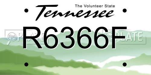 R6366F Tennessee License Plate