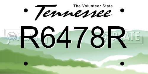 R6478R Tennessee License Plate