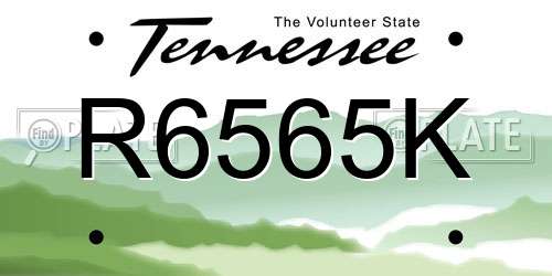 R6565K Tennessee License Plate