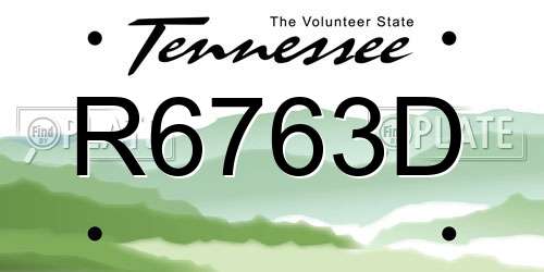 R6763D Tennessee License Plate