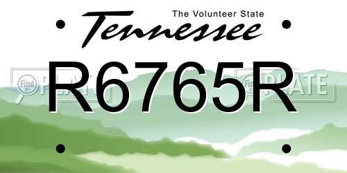R6765R Tennessee License Plate