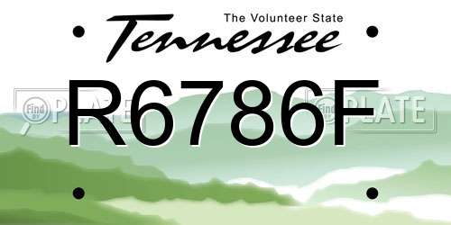 R6786F Tennessee License Plate