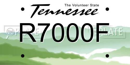 R7000F Tennessee License Plate