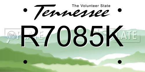 R7085K Tennessee License Plate