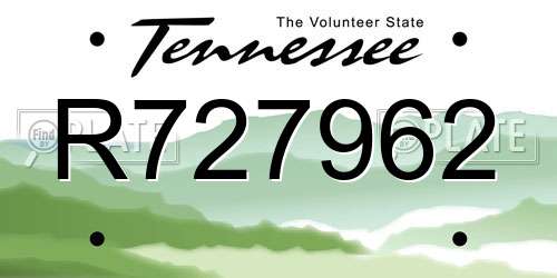 R727962 Tennessee License Plate