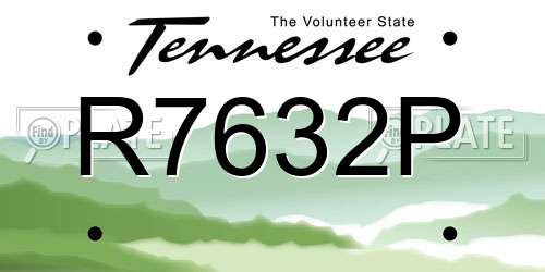 R7632P Tennessee License Plate