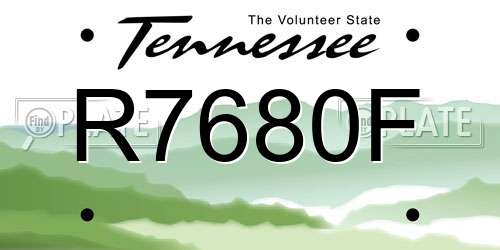 R7680F Tennessee License Plate