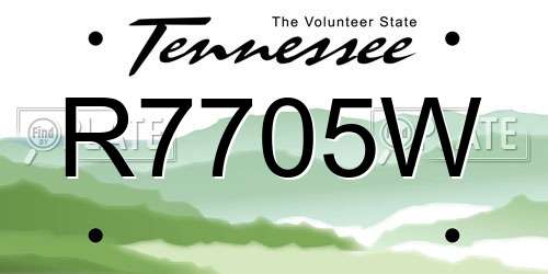 R7705W Tennessee License Plate