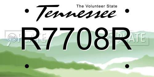 R7708R Tennessee License Plate