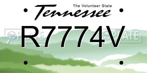 R7774V Tennessee License Plate