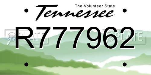 R777962 Tennessee License Plate