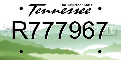 R777967 Tennessee License Plate