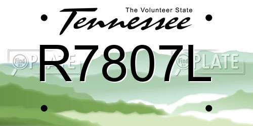 R7807L Tennessee License Plate