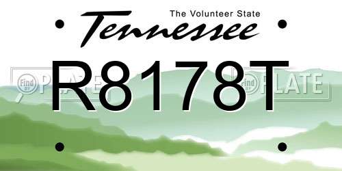 R8178T Tennessee License Plate