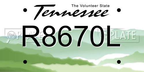 R8670L Tennessee License Plate