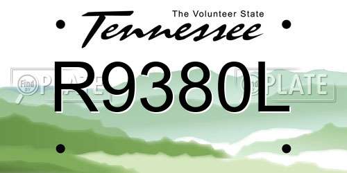 R9380L Tennessee License Plate