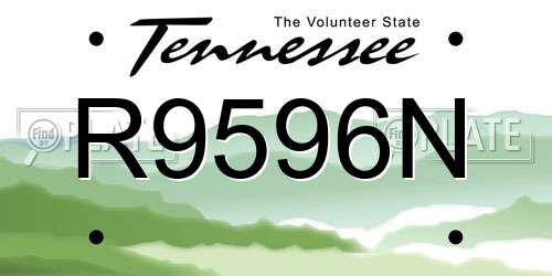 R9596N Tennessee License Plate