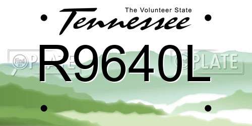 R9640L Tennessee License Plate