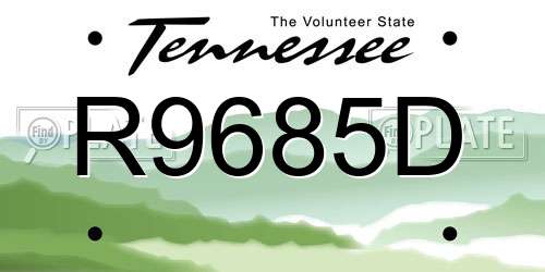 R9685D Tennessee License Plate