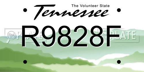 R9828F Tennessee License Plate