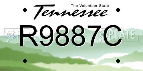 R9887C Tennessee License Plate