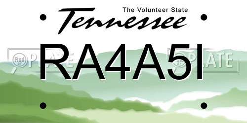 RA4A5I Tennessee License Plate