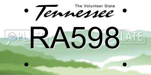 RA598 Tennessee License Plate