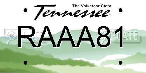 RAAA81 Tennessee License Plate