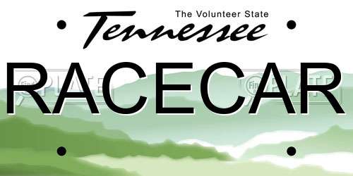 RACECAR Tennessee License Plate