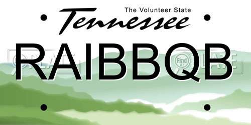 RAIBBQB Tennessee License Plate