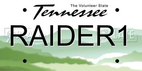 RAIDER1 Tennessee License Plate