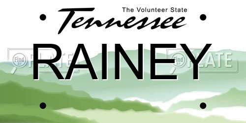 RAINEY Tennessee License Plate