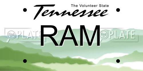 RAM Tennessee License Plate