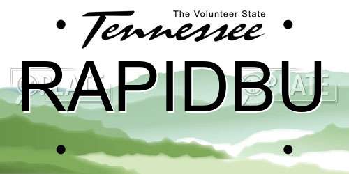RAPIDBU Tennessee License Plate