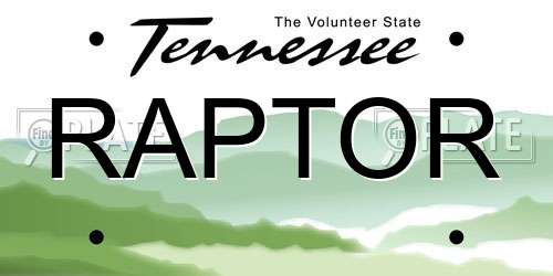 RAPTOR Tennessee License Plate