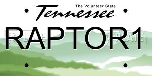 RAPTOR1 Tennessee License Plate