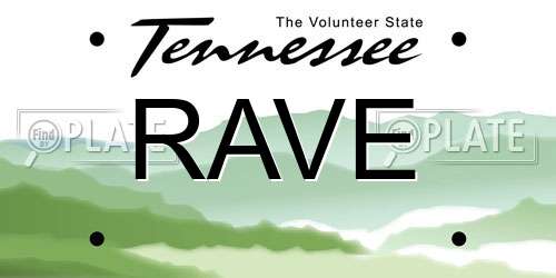 RAVE Tennessee License Plate