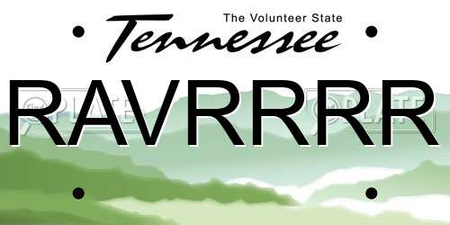 RAVRRRR Tennessee License Plate