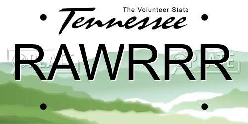 RAWRRR Tennessee License Plate