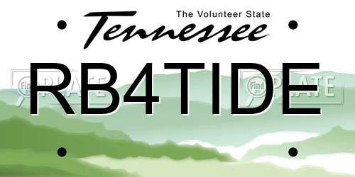 RB4TIDE Tennessee License Plate