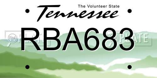 RBA683 Tennessee License Plate