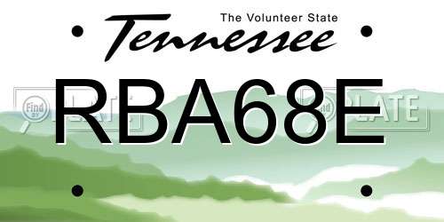 RBA68E Tennessee License Plate