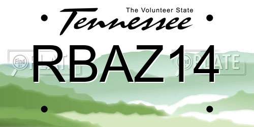 RBAZ14 Tennessee License Plate