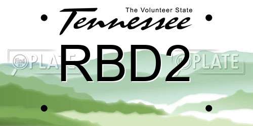 RBD2 Tennessee License Plate