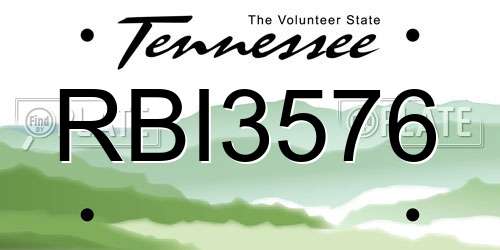 RBI3576 Tennessee License Plate