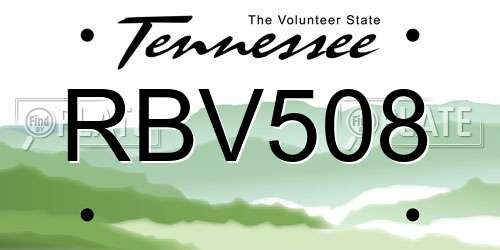 RBV508 Tennessee License Plate